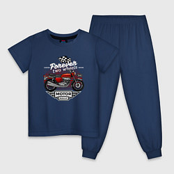Пижама хлопковая детская MotoSport Мото, цвет: тёмно-синий