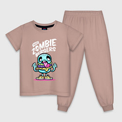 Пижама хлопковая детская Zombie burgers Зомби-бургеры, цвет: пыльно-розовый