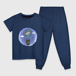 Пижама хлопковая детская ЕНОТ НА ВОЗДУШНОМ ШАРЕ, цвет: тёмно-синий