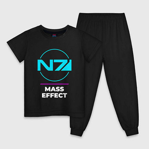 Детская пижама Символ Mass Effect в неоновых цветах / Черный – фото 1