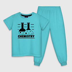 Пижама хлопковая детская CHEMISTRY химия, цвет: бирюзовый