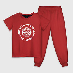 Пижама хлопковая детская Символ Bayern и надпись Football Legends and Champ, цвет: красный