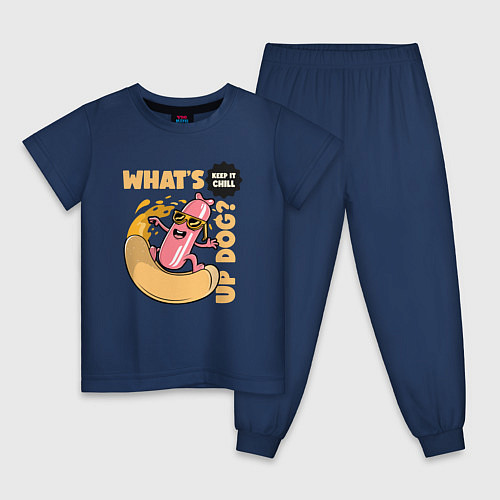 Детская пижама Whats up dog / Тёмно-синий – фото 1