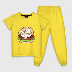 Пижама хлопковая детская Страшный Бургер, цвет: желтый