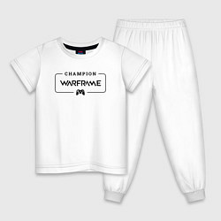 Пижама хлопковая детская Warframe Gaming Champion: рамка с лого и джойстико, цвет: белый