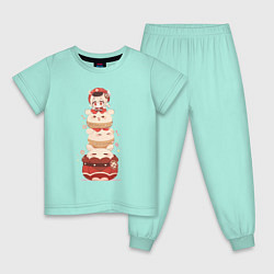 Пижама хлопковая детская Геншин импакт chibi clee, цвет: мятный