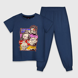 Пижама хлопковая детская Клинок, рассекающий демонов Истребитель демонов, цвет: тёмно-синий