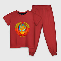 Пижама хлопковая детская Герб ссср без фона, цвет: красный