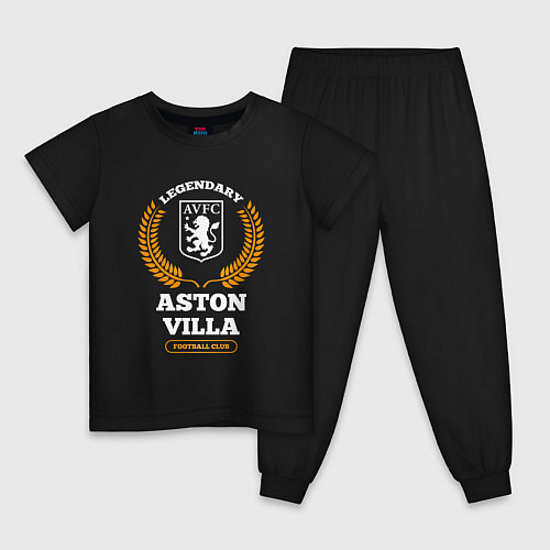 Детская пижама Лого Aston Villa и надпись Legendary Football Club / Черный – фото 1