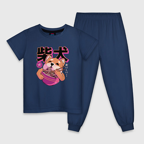 Детская пижама Japanese Shibu Inu / Тёмно-синий – фото 1