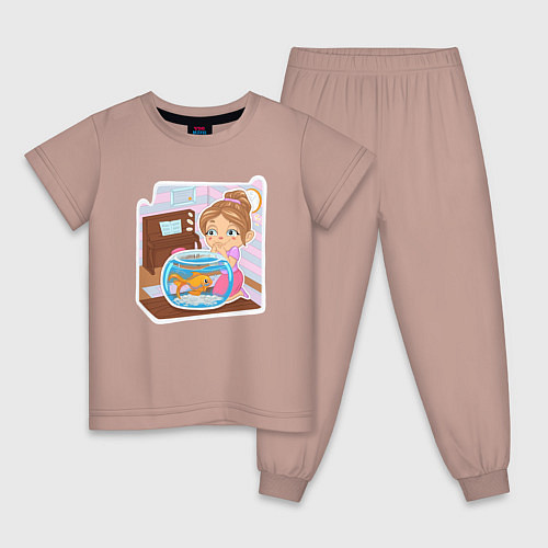 Детская пижама Мечта Золотая рыбка / Пыльно-розовый – фото 1