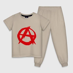 Пижама хлопковая детская Символ анархии, цвет: миндальный