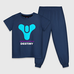 Пижама хлопковая детская Символ Destiny в неоновых цветах, цвет: тёмно-синий