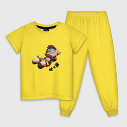 Пижама хлопковая детская Падающий робот с логотипом, цвет: желтый