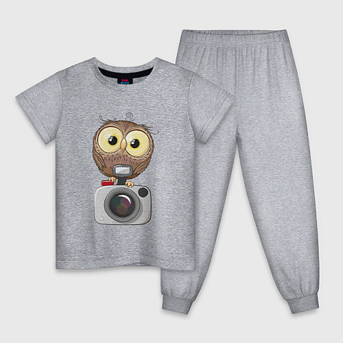 Детская пижама Сова на фотоаппарате / Меланж – фото 1