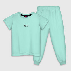 Пижама хлопковая детская Boss Black Text, цвет: мятный