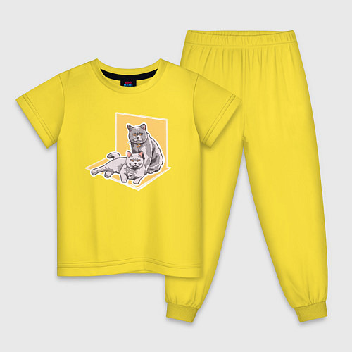 Детская пижама Британская кошка Кошки / Желтый – фото 1