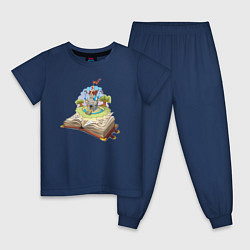 Пижама хлопковая детская Книжный замок, цвет: тёмно-синий