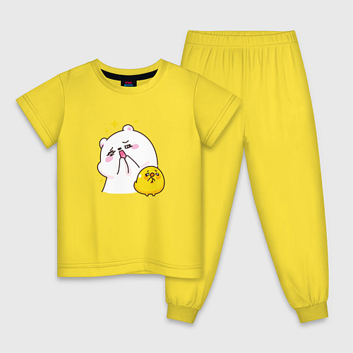 Детская пижама Медведь и цыпа / Желтый – фото 1