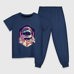 Пижама хлопковая детская Космическая еда, цвет: тёмно-синий