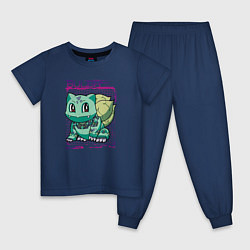 Пижама хлопковая детская Механический бульбазавр, цвет: тёмно-синий