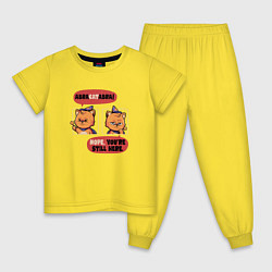 Пижама хлопковая детская Милый Котик - Волшебник, цвет: желтый