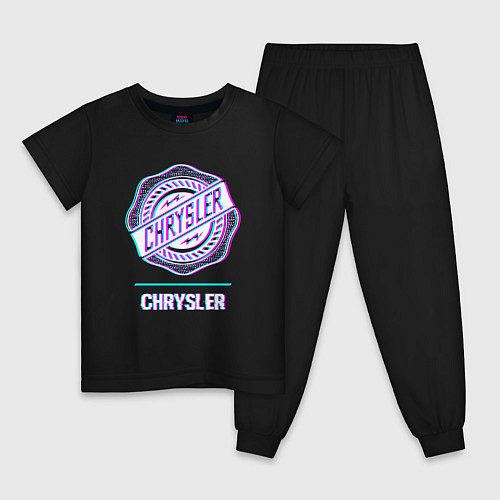 Детская пижама Значок Chrysler в стиле Glitch / Черный – фото 1