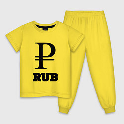 Пижама хлопковая детская Рубль RUB, цвет: желтый