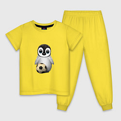 Пижама хлопковая детская Футбол - Пингвин, цвет: желтый