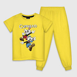 Пижама хлопковая детская Капхед - видео игра, цвет: желтый
