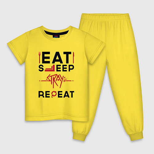 Детская пижама Надпись: Eat Sleep Stray Repeat / Желтый – фото 1