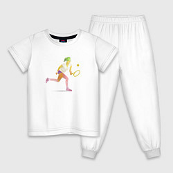 Пижама хлопковая детская Женский большой теннис, цвет: белый