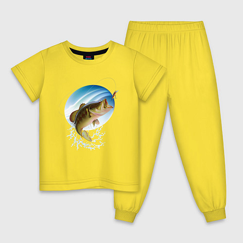 Детская пижама Ловля окуня на блесну / Желтый – фото 1