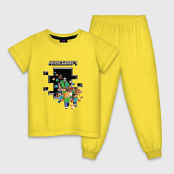 Пижама хлопковая детская Логотип Майнкрафт, цвет: желтый