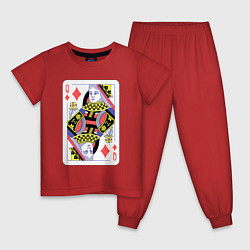 Пижама хлопковая детская Игральная карта - Дама - Королева, цвет: красный