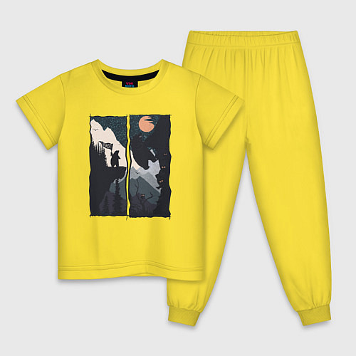 Детская пижама Оранжевая луна и дикий альпинизм / Желтый – фото 1