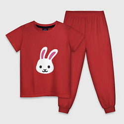 Пижама хлопковая детская Мордочка белого зайца, цвет: красный
