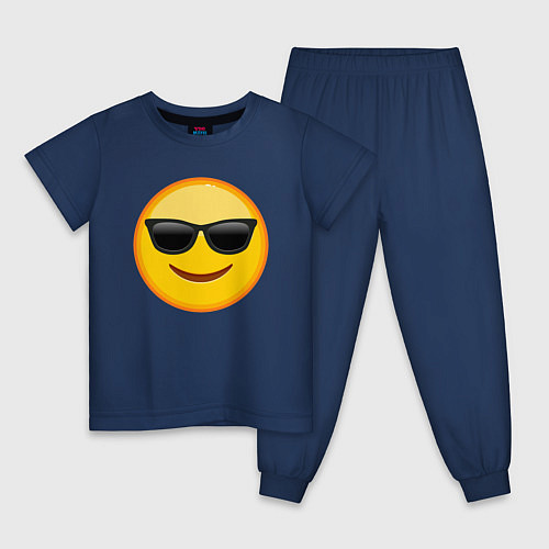 Детская пижама Эмодзи в Солнечных Очках / Тёмно-синий – фото 1