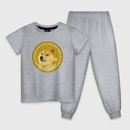 Детская пижама Иронизирующая монета с Доге / Меланж – фото 1