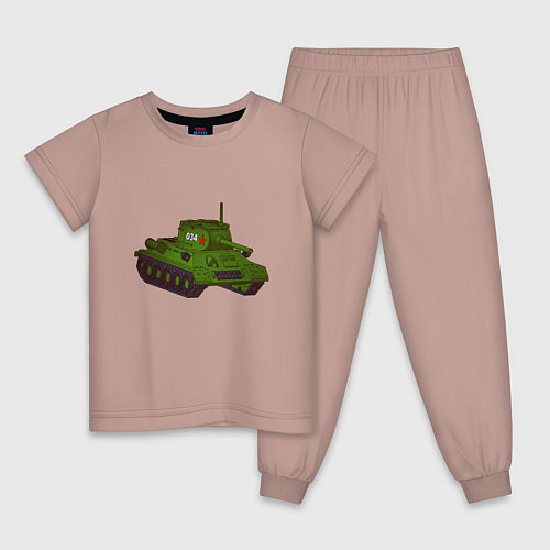 Детская пижама Самый обычный танк / Пыльно-розовый – фото 1