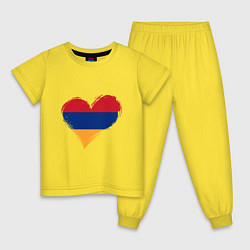Пижама хлопковая детская Сердце - Армения, цвет: желтый