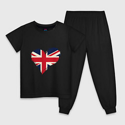 Пижама хлопковая детская Сердце - Британия, цвет: черный