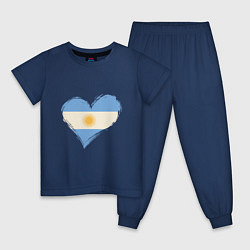 Пижама хлопковая детская Сердце - Аргентина, цвет: тёмно-синий
