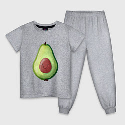 Пижама хлопковая детская Веселый авокадо говорит привет, цвет: меланж