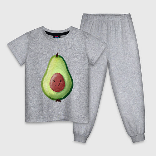 Детская пижама Веселый авокадо говорит привет / Меланж – фото 1