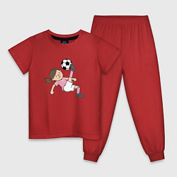 Пижама хлопковая детская Девочка футболист, цвет: красный