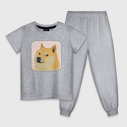 Пижама хлопковая детская Аватар пёсика Доге, цвет: меланж