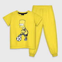 Пижама хлопковая детская Барт Симпсон - крутой футбольный форвард, цвет: желтый