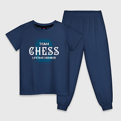Пижама хлопковая детская Пожизненный член команды по шахматам, цвет: тёмно-синий