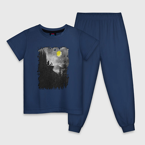 Детская пижама Воем на луну / Тёмно-синий – фото 1